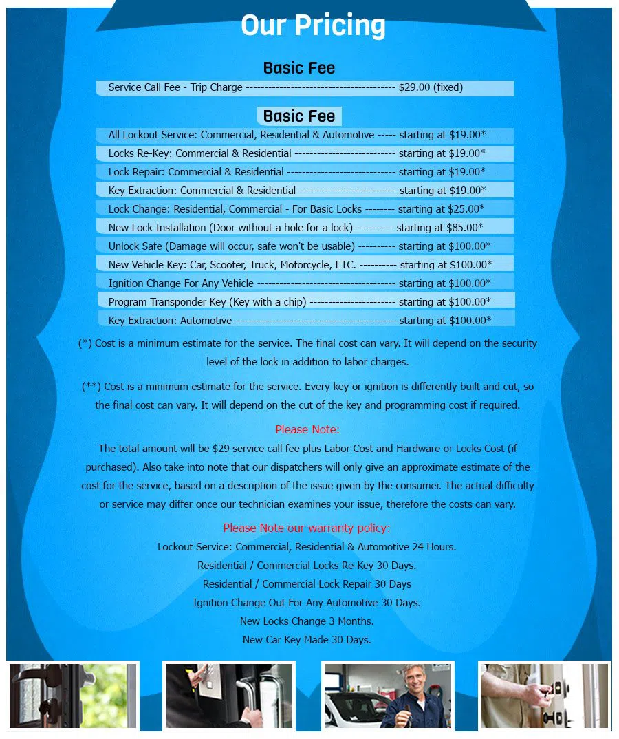 Chicago Super Locksmith, Chicago, IL 312-763-5149 - Pricelist